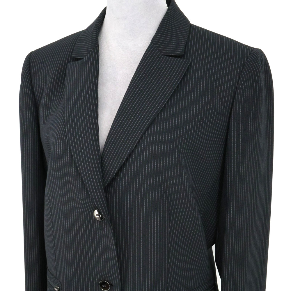 Daniele O Tahari Levine Jacket Womens 14 Black Pinstripe Lined Blazer Pockets - Picture 9 of 16